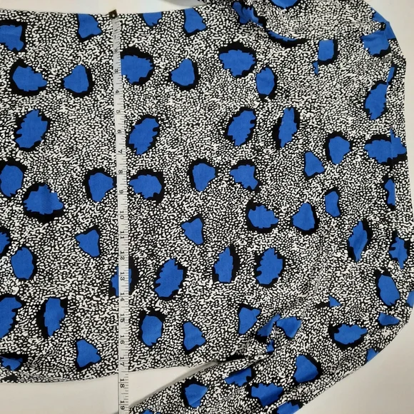 Diane Von Furstenberg Sz 12 Blue Leopard Jersey Knit Mini Dress 3/4 Sleeve - Picture 11 of 12